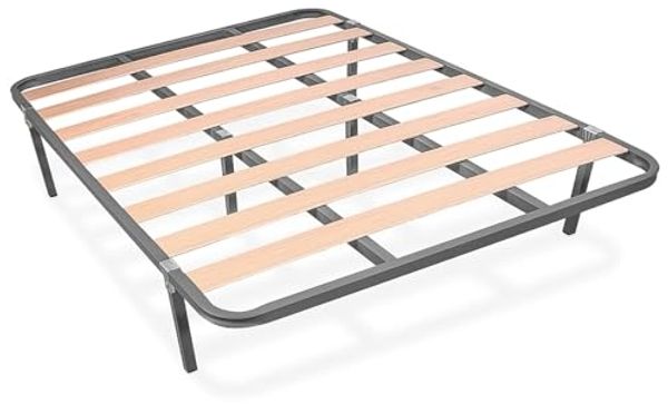 amuéblate online - Lattenrost 30x30 mm mit Füßen, Stahlrohr 30x30 mm, Epoxidfarbe Grau, 135x190