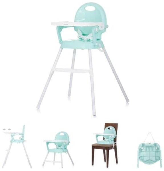 Chipolino Hochstuhl 3 in 1 Bonbon, Sitzerhöhung, Fußstütze, Tablett verstellbar türkis