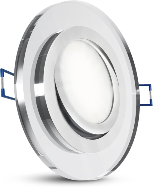 SSC-LUXon LED Einbaustrahler Flacher Glas LED Einbauspot schwenkbar rund klar mit LED Modul neutral, Neutralweiß