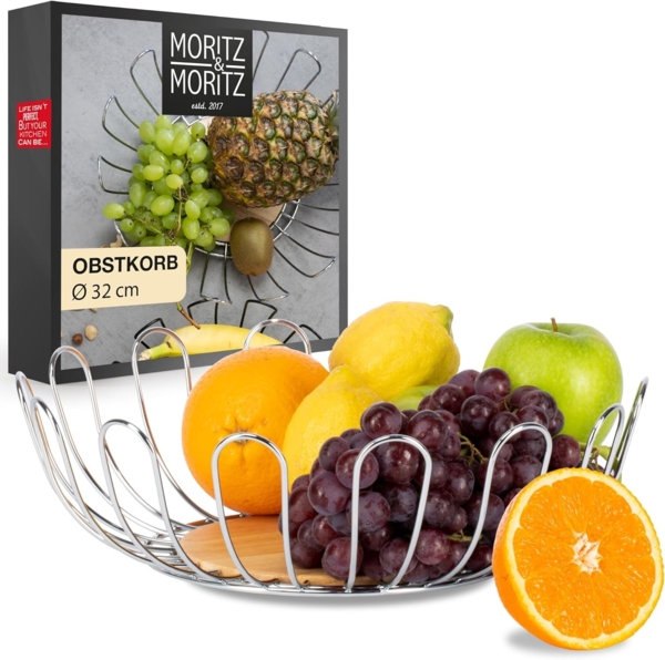 Moritz & Moritz Obstschale Moritz & Moritz Obstkorb Rund Bögen silber, Metall, (32cm, 2-tlg), Korb für Geschenke, Früchte, Gemüse und Brot