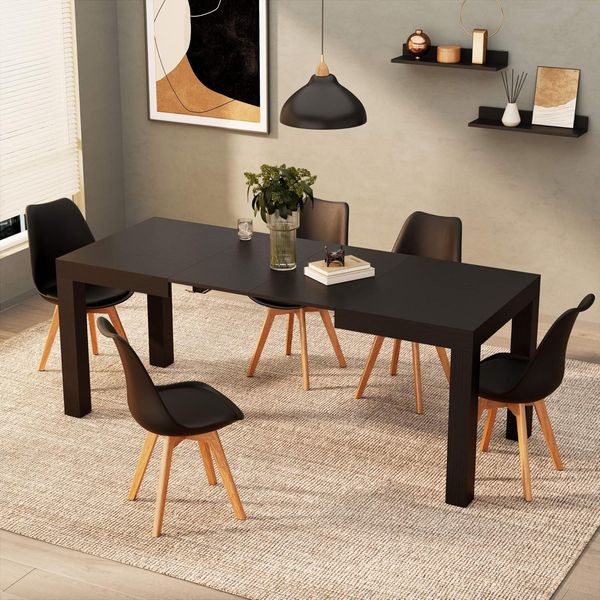 MOBILI FIVER, Ausziehtisch Küche, First, Schwarze Esche, 120 x 80 x 76 cm, Made in Italy