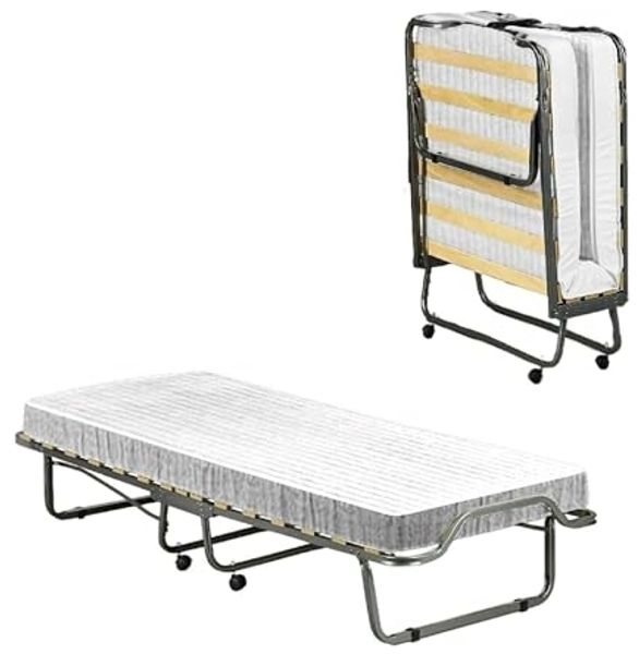 Talamo Italia - Klappbett Eloisa, Klappbett mit 15 Lattenrosten, platzsparendes Kinderbett, 100% Made in Italy, 80x200h40 cm, Matratze inklusive