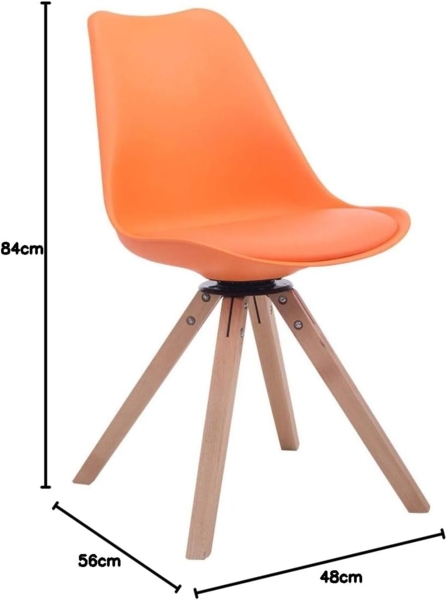CLP Besucherstuhl Troyes Kunstleder Square drehbarer und mit eckigen Holzbeinen,orange natura Bild 2