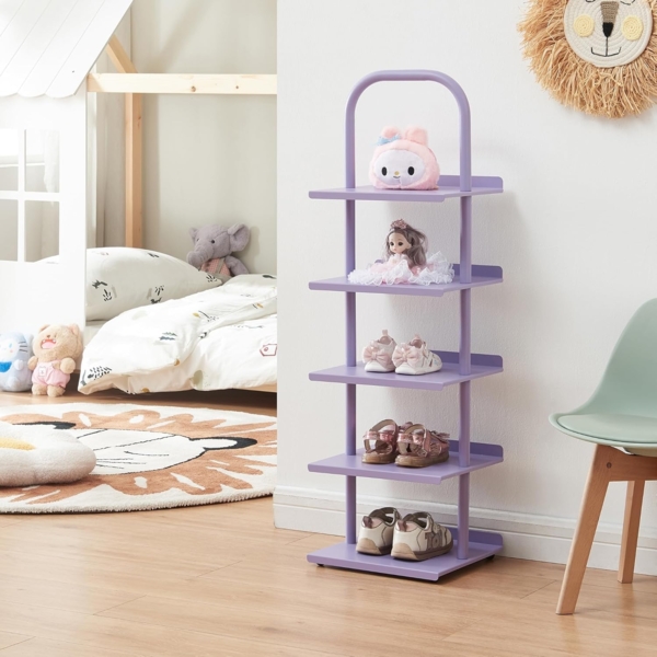 Kinderschuhregal Poytya Stahl 96x30x27 cm Lila [en. casa]