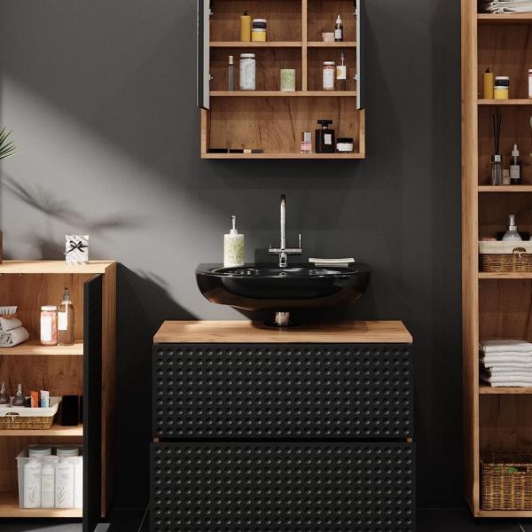 Badmöbel-Set Irma Anthrazit gepunktet 4 Teile, mit Schubladenschrank und Midischrank Vicco Bild 5