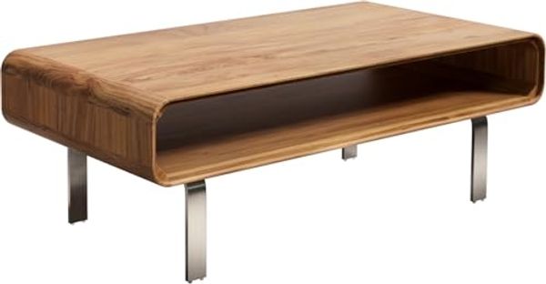 Couchtisch Anaya 100x50 cm Akazie Natur 1 Fach L-Fuß Edelstahl