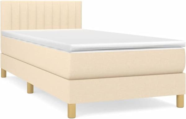 vidaXL Boxspringbett mit Matratze Creme 100x200 cm Stoff 3140758