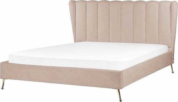 Polsterbett Samtstoff taupe mit USB-Anschluss 160 x 200 cm MIRIBEL