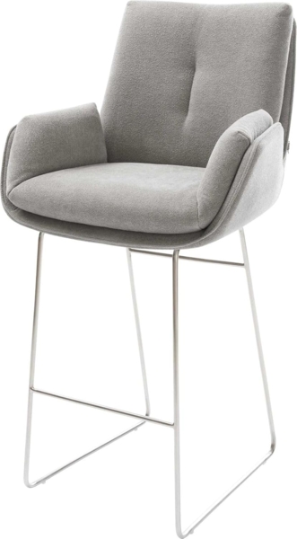 Barstuhl Clea-Flex Strukturstoff Soft Grau Kufengestell Edelstahl