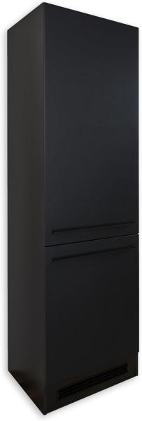 Stella Trading Jazz 8 Moderner Einbauschrank für Kühlschrank in Schwarz matt - Geräumiger Hochschrank Küchenschrank mit viel Stauraum - 60 x 211 x 57 cm (B/H/T)