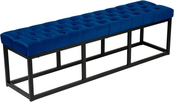 CLP Sitzbank Polson Samt mit schwarzem Metallgestell,blau 150 cm