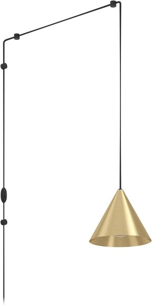 EGLO Hängeleuchte NARICES Pendellampe, Stahl, E27, IP20, Wohnzimmerlampe, Hängelampe, Ein-/Ausschalter, ohne Leuchtmittel, Hängeleuchte, L18 x H142 cm, messing-gebürstet, schwarz, 1X40W exkl.