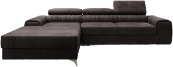 Designer Sofa Melinda mit Schlaf- und Klappfunktion Samt Dunkelbraun Links