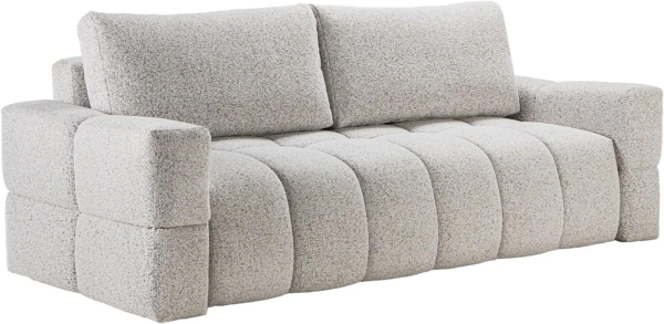 Vente-unique - Sofa 3-Sitzer mit Schlaffunktion - Bouclé-Stoff - Hellgrau - ISSORO II