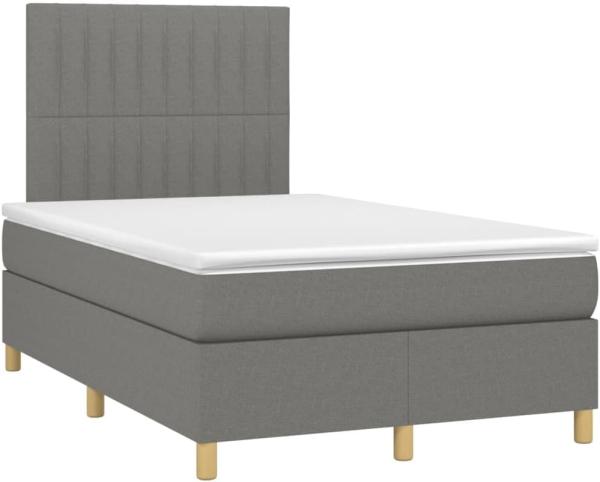 vidaXL Boxspringbett mit Matratze Dunkelgrau 120x200 cm Stoff, Härtegrad: H2 [3142482]