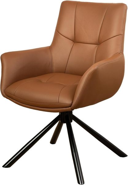 riess-ambiente Drehstuhl SIGNATURE cognac braun/schwarz - Echtleder, Metall, drehbar, Armlehne (Einzelartikel, 1 St), 360° drehbar & mit Taschenfederkern - ideal für Esszimmer & Büro
