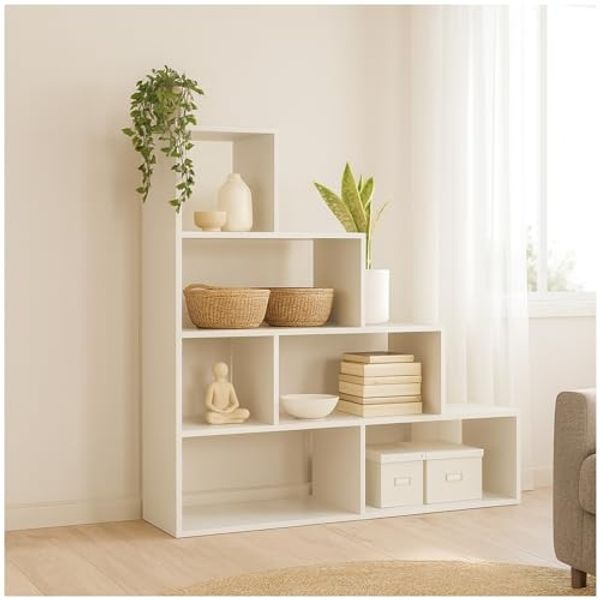 HTI-Living Raumteilerregal Raumteiler Thekla Weiß, Stück 1-tlg, Stufenregal Bücherregal