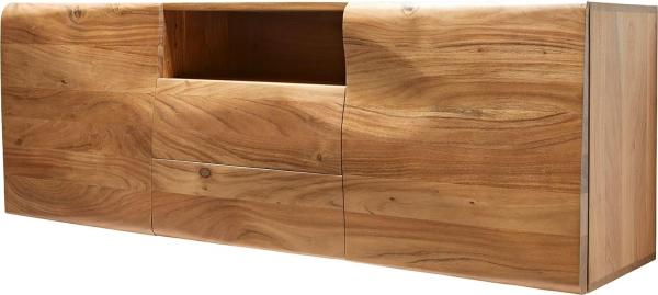 Sideboard New Live-Edge 145 cm Akazie Natur 2 Türen 2 Schubladen 1 Fach schwebend