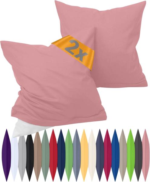 npluseins Renforcé-Kissenbezüge im Doppelpack - 100% Baumwolle - schlicht und edel 698. 898, 50x50 cm, Altrosa