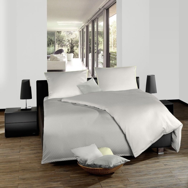 Fleuresse Mako-Satin Bettwäsche 135x200 Vichy Karo silber hellgrau Wende 113527-17