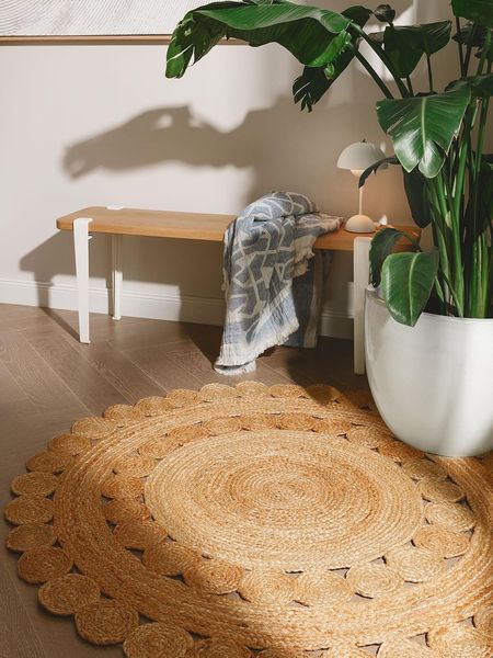 benuta Teppich Jutta, rund, Höhe: 5 mm, Hangefertigter Juteteppich, Zeitlos für Wohn-, Ess- und Schlafzimmer