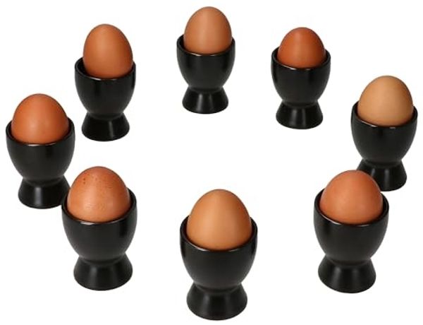 MamboCat Eierbecher 8x Nero Eierbecher schwarz Steingut Frühstück Brunch Buffet