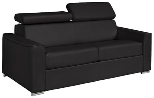 Vente-unique - VIZIR Sofa Leder Schwarz - B 223 cm94 cm x H 110 cm95 cm x L 196 cm