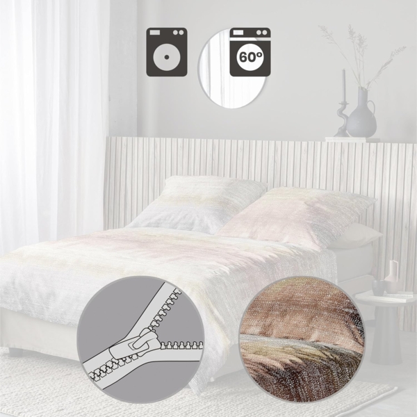 Irisette Feinbiber Bettwäsche Koala 135x200 Streifen kupfer rost grau 8546-50 Bild 4