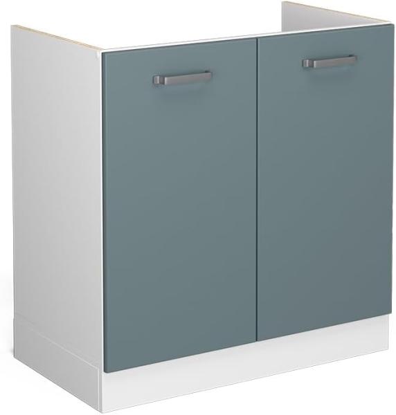 Vicco Spülenunterschrank Küchenschrank R-Line Solid Weiß Blau Grau 80 cm modern