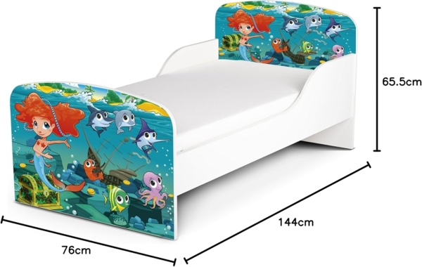 Leomark Kinderbett 70x140 cm, Meerjungfrau, mit Matratze und Lattenrost Bild 2