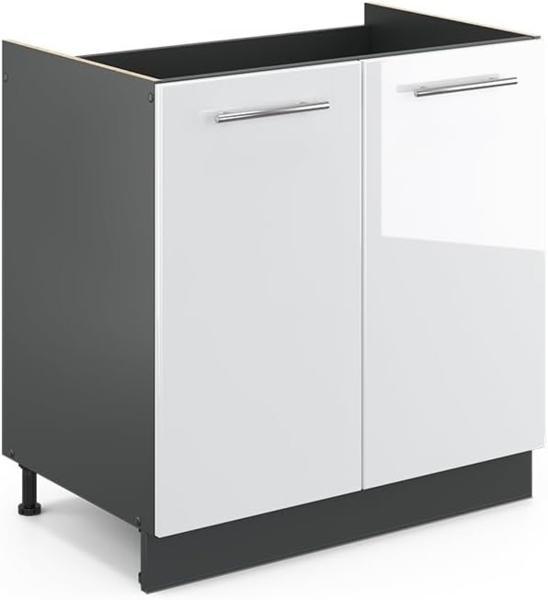 Vicco Spülenunterschrank 80 cm Küchenschrank Hängeschrank Küchenzeile Fame-Line (Weiß Hochglanz)