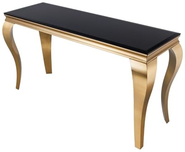 riess-ambiente Konsolentisch MODERN BAROCK 145cm schwarz / gold (Einzelartikel, 1-St), Flur · Opalglas · Edelstahl · eckig
