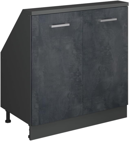 Dachschrägenschrank Rion Schwarz Beton/Anthrazit mit 2 Türen Vicco