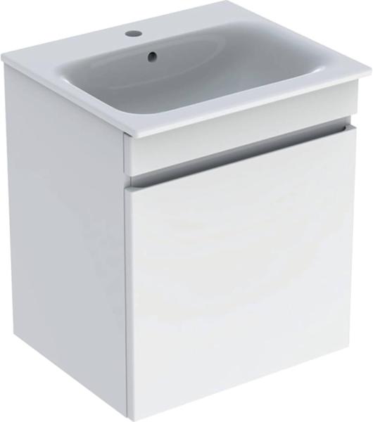 Geberit Renova Plan Set mit Waschtisch u. Unterschrank ,1 Schublade, 60 x 62,2 x 48 cm, 501915, Farbe: Waschtisch: Weiß / KeraTect, Front/Korpus: weiß / lackiert hochglänzend - 501.915.01.8
