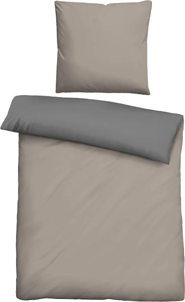 Biberna Linon Wendebettwäsche UNI, Größe 155x220/80x80 cm, taupe