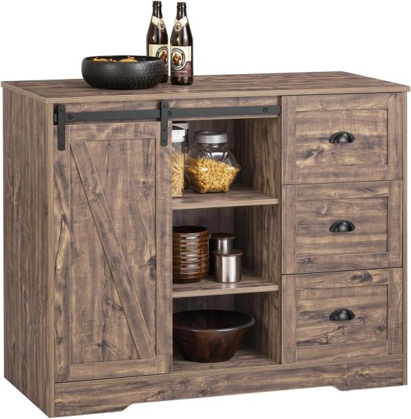 SoBuy Küchenbuffet KNL08 Kücheninsel Kommode Küchenschrank Sideboard Bartisch Buffet Braun