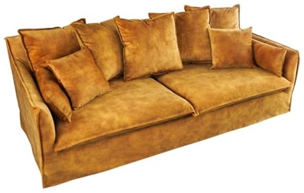 riess-ambiente 3-Sitzer HEAVEN 210cm senfgelb · Hussensofa inkl. Kissen und abnehmbaren Bezug, Einzelartikel 1 Teile, Wohnzimmer-Couch · Samt-Bezug · Federkern-Polsterung · Landhausstil