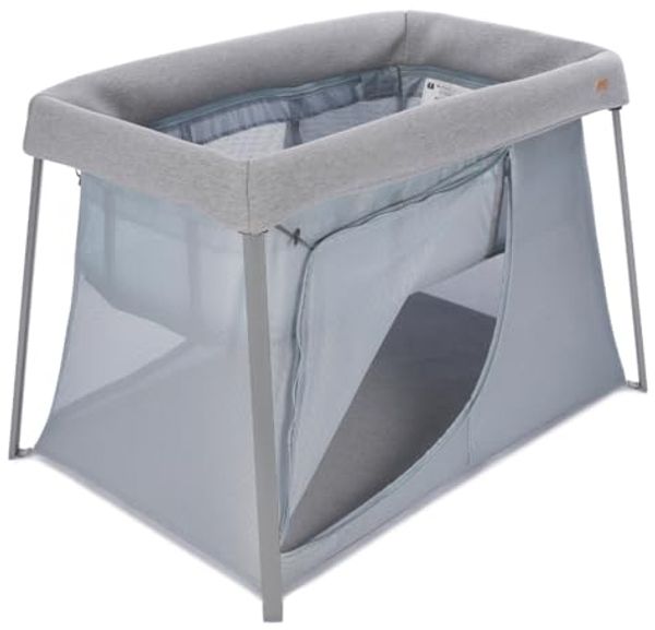 BÉABA, Reisebett 3 In 1, Babybett, Beistellbett, Laufstall, mitwachsend, Leicht - 6,8Kg, Faltbar, Kompakt, Transporttasche & Matratze inklusive, atmungsaktiver Stoff, Oeko-Tex, Meliertes Grau/Galet