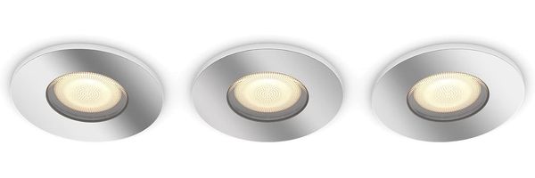 Philips Hue White Ambiance Adore BT 3er Spot rund mit Dimmschalter silber