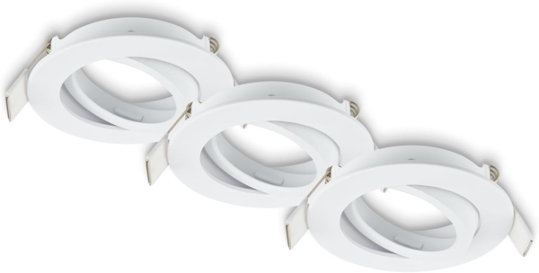 BRILONER - 3er Set Einbaustrahler 230V flach, schwenkbar, GU10, max. 7W, Spot, Deckenspots, Spots 230V, Einbauleuchten, Einbauspots, Deckenstrahler, 68mm Lochmass, 8x2,2 cm, Weiß