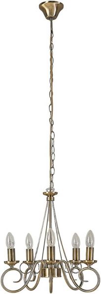 Lindby Kronleuchter Marnia, Metall, Bronze IP20, 5 x 40 W