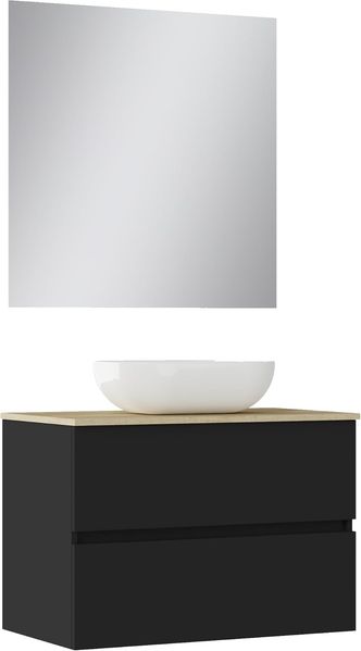 Baikal Duo, Holz Keramik Glas Melamin, 16 mm, Mattschwarz, 90 cm