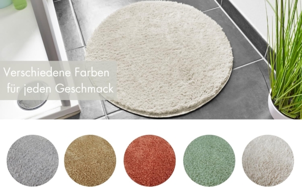 andiamo Badematte rutschfest Florida - Badezimmerteppich weich und flauschig - Badteppich rutschfest waschbar Duschvorleger Badvorleger für Badezimmer 60 cm rund beige Bild 7