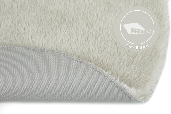 andiamo Badematte rutschfest Florida - Badezimmerteppich weich und flauschig - Badteppich rutschfest waschbar Duschvorleger Badvorleger für Badezimmer 60 cm rund beige Bild 4