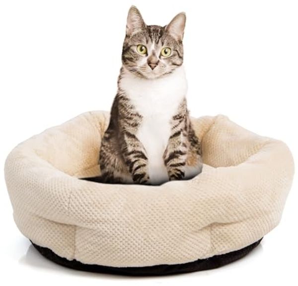 Canadian Cat Company Tierbett Katzenbett Cloey, beige, ca. 50 x 50 x 15 cm, gemütliches Katzenkörbchen kleine und große Katzen