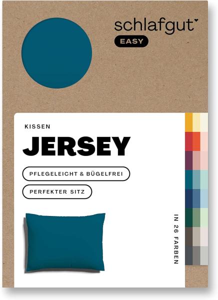 Schlafgut Kissenbezug EASY Jersey|Kissenbezug einzeln 70x90 cm| petrol-deep