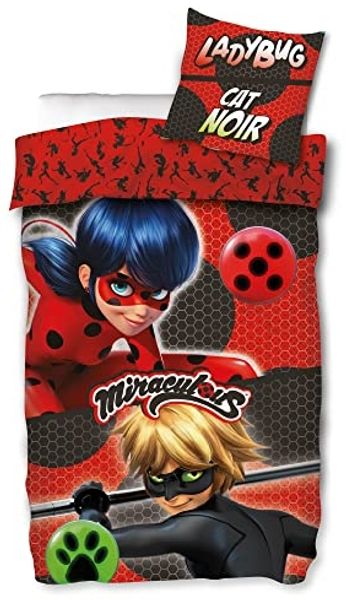 BERONAGE Kinderbettwäsche Miraculous Ladybug Duo Bettwäsche Linon / Renforcé, 100% Baumwolle, 2 teilig, 135x200 + 80x80 cm