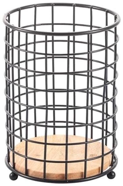 MSV Besteckhalter MSV Besteckkorb Edelstahl Besteckabtropfkorb Besteckhalter 12,5 cm, Aufbewahrung Utensilien Küche + Büro, Bistro-Look, Metall + Bambus