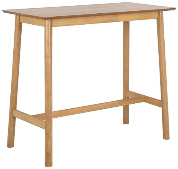 AC Design Furniture Bobby rechteckig Bartisch, Tischplatte matt Eiche SH Lack Furnier, Gestell matt Eiche gebeizt SH Lack Rubberwood mit fussstütze, 120 x 60 x 105 cm