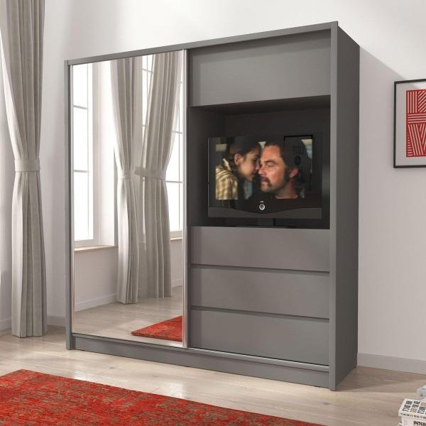 Designer Schrank Cosmo mit TV Vorrichtung Grau